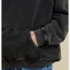 Acid washing drop shoulder black hoodie - Image 6