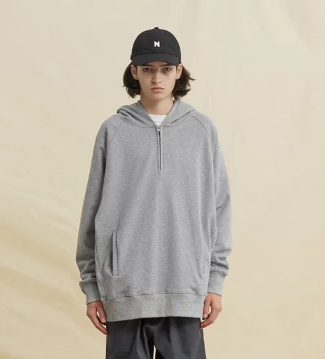 Quarter zip jumper with fleece lining hoodie