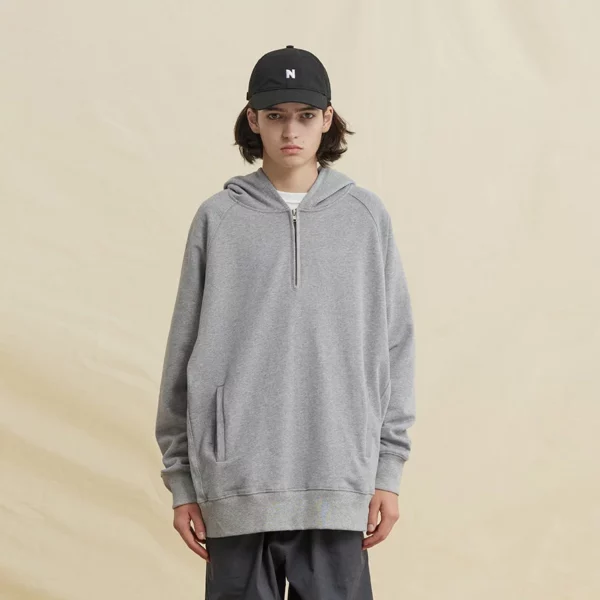 Quarter zip jumper with fleece lining hoodie
