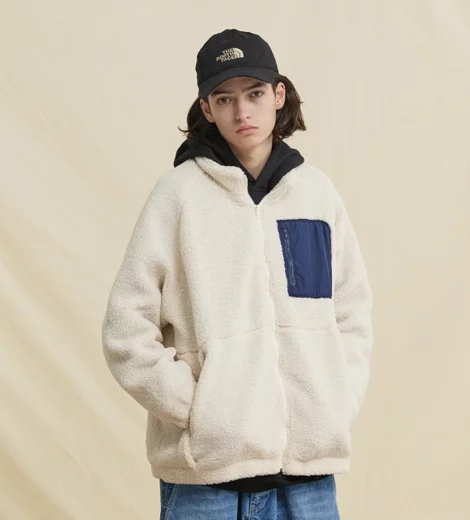 Vintage loose fit thick polar fleece zip-up jumper