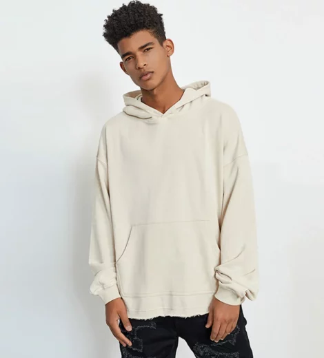 Mens used look hoodie with raw edge