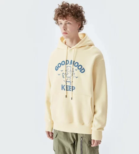 Mens thick fleece hoodie with custom screen printing
