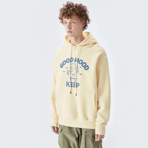 Mens thick fleece hoodie with custom screen printing