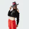 Crop top sweatshirt with elastic waist and off-shoulder - Image 3