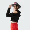 Crop top sweatshirt with elastic waist and off-shoulder - Image 4