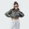 Crop top sweatshirt with elastic waist and off-shoulder - Image 10
