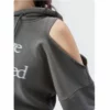 Crop top sweatshirt with elastic waist and off-shoulder - Image 8
