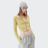 Womens ribbing zip up cropped hoodie bulk sale - Image 2