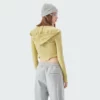 Womens ribbing zip up cropped hoodie bulk sale - Image 4