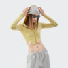 Womens ribbing zip up cropped hoodie bulk sale - Image 6
