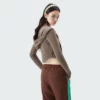 Womens ribbing zip up cropped hoodie bulk sale - Image 7