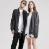 Unisex bomber zipper up vintage wash jacket - Image 2