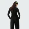 Long sleeve zip-up tight fit cropped top with trims - Image 11