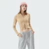 Long sleeve zip-up tight fit cropped top with trims - Image 7
