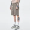 Raw edge vintage washed loose fit sweat shorts for mens - Image 13