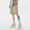Raw edge vintage washed loose fit sweat shorts for mens - Image 11