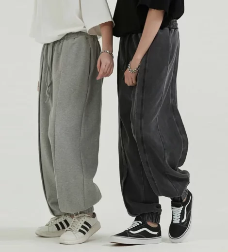 Heavyweight relaxed fit streetwear jogger long pants