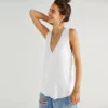 Customized v neck loose fit cotton tank top - Image 6