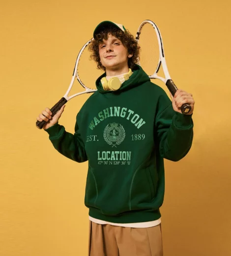 Mens hoodie with customized embroidery
