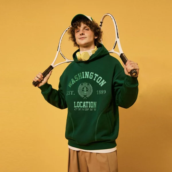 Mens hoodie with customized embroidery
