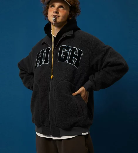 Mens oversized heavyweight polar fleece zip-up jacket