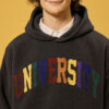 Mens polar fleece hoodie with customized chenille logo oem - Image 4