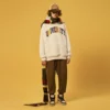 Mens polar fleece hoodie with customized chenille logo oem - Image 5