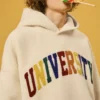 Mens polar fleece hoodie with customized chenille logo oem - Image 11