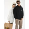 Unisex long sleeve oversize couple polo shirt with private label - Image 4
