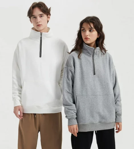 Unisex loose fit custom 1/4 zipper pullover