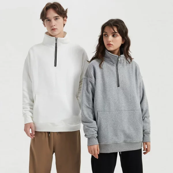 Unisex loose fit custom 1/4 zipper pullover