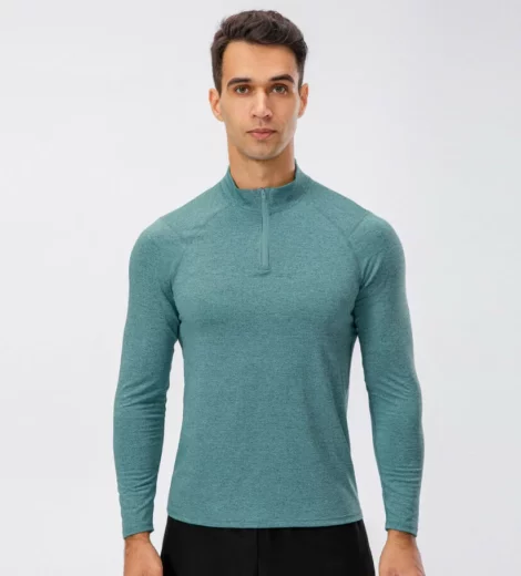 Breathable quick dry quater zip up trainning pullover manufacture