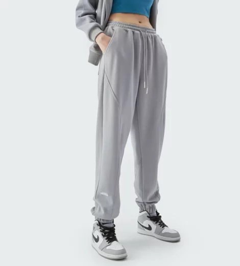 Ladies high waist loose pants with elastic ankle