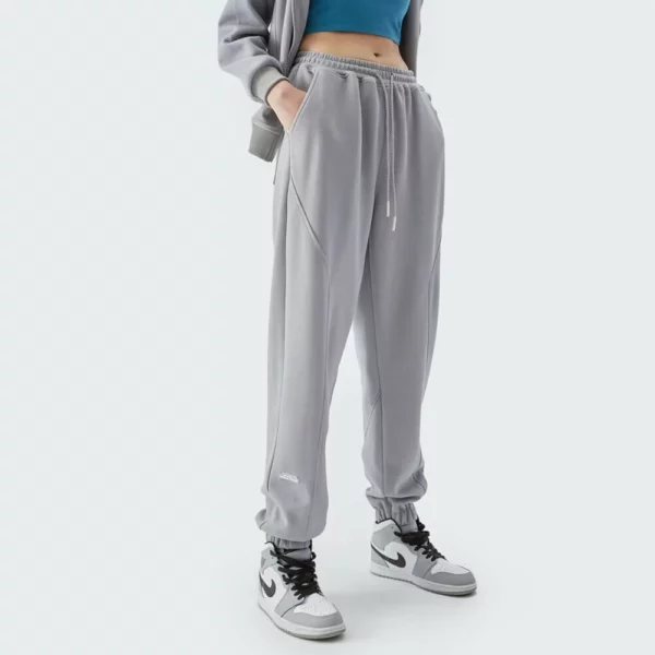 Ladies high waist loose pants with elastic ankle