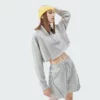 Womens quater zip up cropped pullover sweatshirt wholesale - Image 3