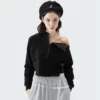 Ladies cropped off shoulder pullover jumper wholesale china - Image 2