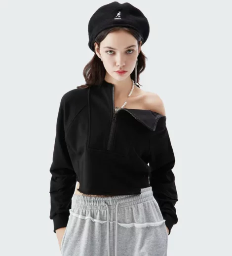 Ladies cropped off shoulder pullover jumper wholesale china