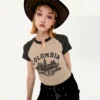 Custom printing short sleeve color contrast t shirt - Image 3