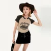 Custom printing short sleeve color contrast t shirt - Image 2