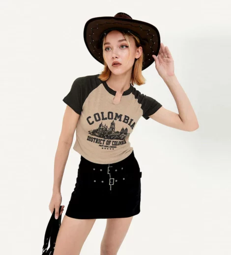 Custom printing short sleeve color contrast t shirt