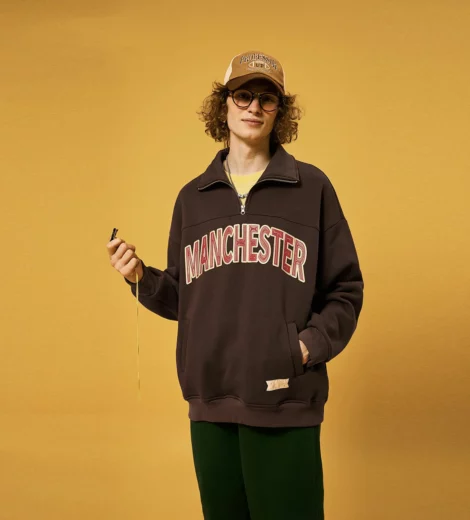 Quater zip-up tracksuit with custom 3d printing for man