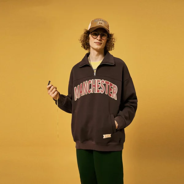 Quater zip-up tracksuit with custom 3d printing for man