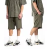 Mens snow wash raw edge french terry shorts - Image 2