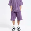 Mens snow wash raw edge french terry shorts - Image 8