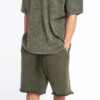 Mens snow wash raw edge french terry shorts - Image 5