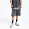 Mens snow wash raw edge french terry shorts - Image 12