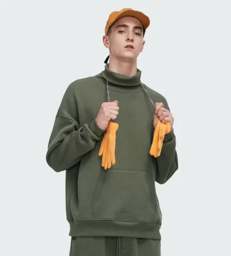 Mens turtle neck fleece sweatshirt with your design