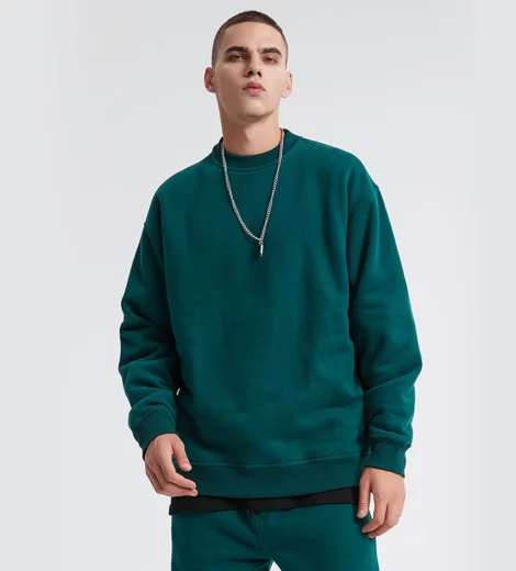 Unisex oversized fleece crew neck sweatshirt leisure wear