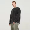 custom design man stone washed crew neck long sleeve t-shirt - Image 2