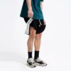 Mens track shorts with side buttons and stripes wholesale - Image 8